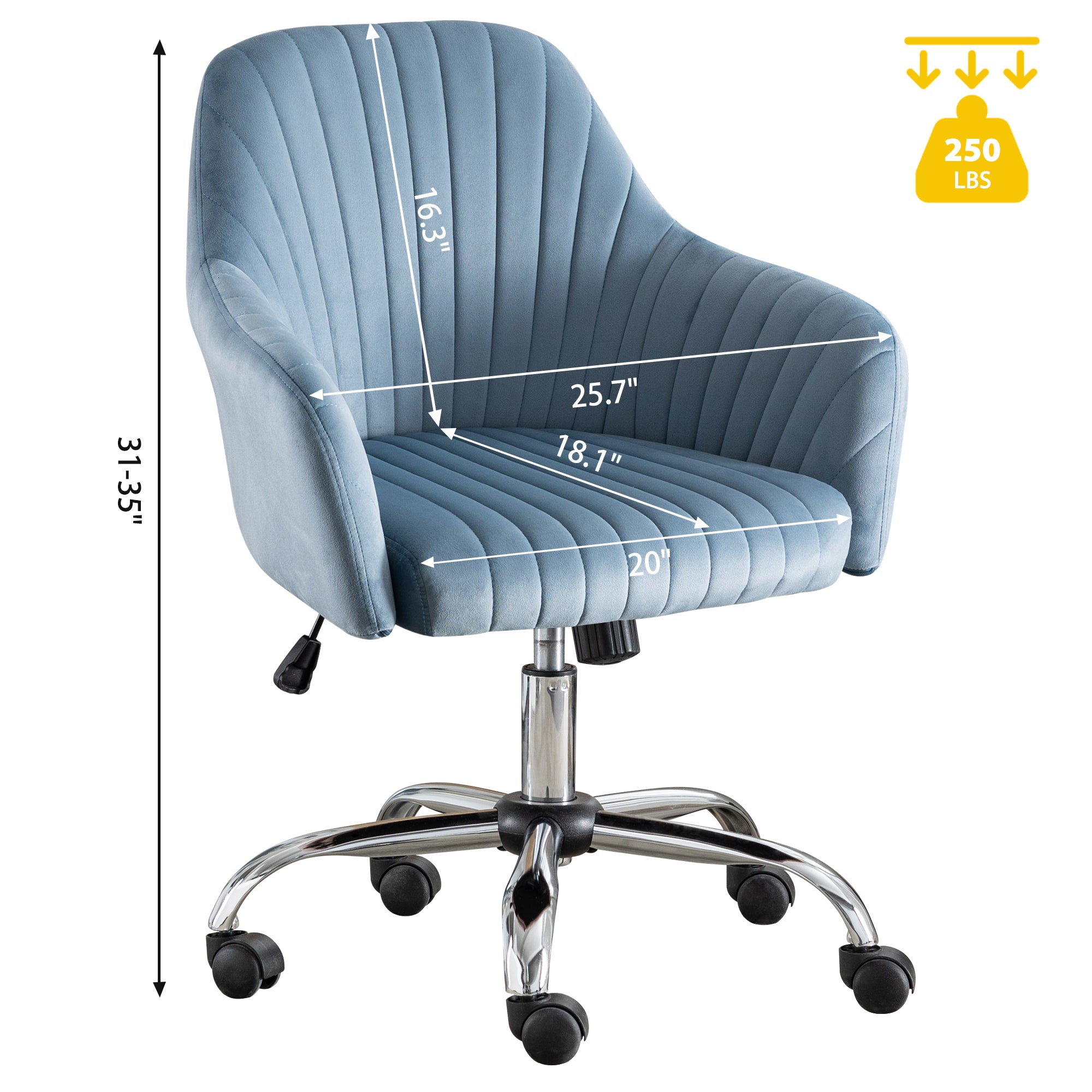 Modern Home Office Leisure Chair with Adjustable Velvet Height - Light Blue