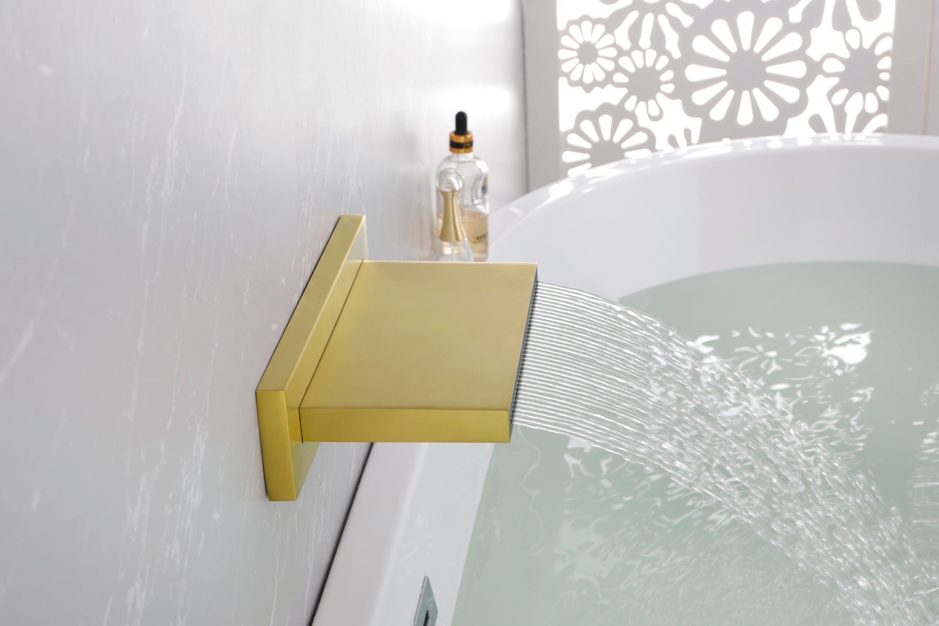 Shower Waterfall Tub Faucet Wall Mount Tub Filler Spout For Bathroom sink High Flow Cascade Waterfall - Gold