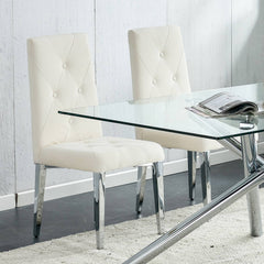 Modern Style Kitchen Upholstered High backrest Dining Chairs (Set of 2) - Beige