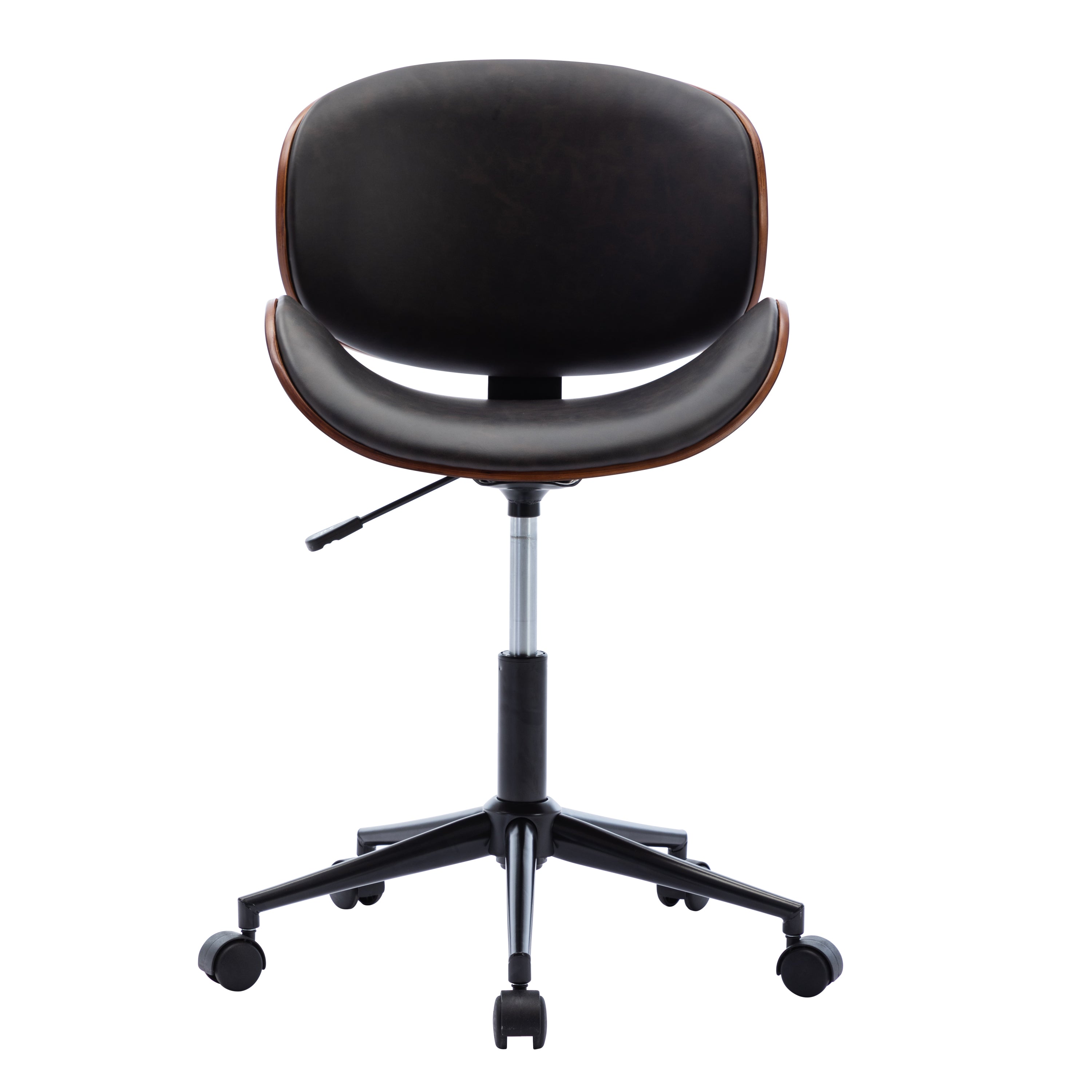 Bentwood Adjustable Office Chair, Mix Color PU Leather Upholstery and Black Foot