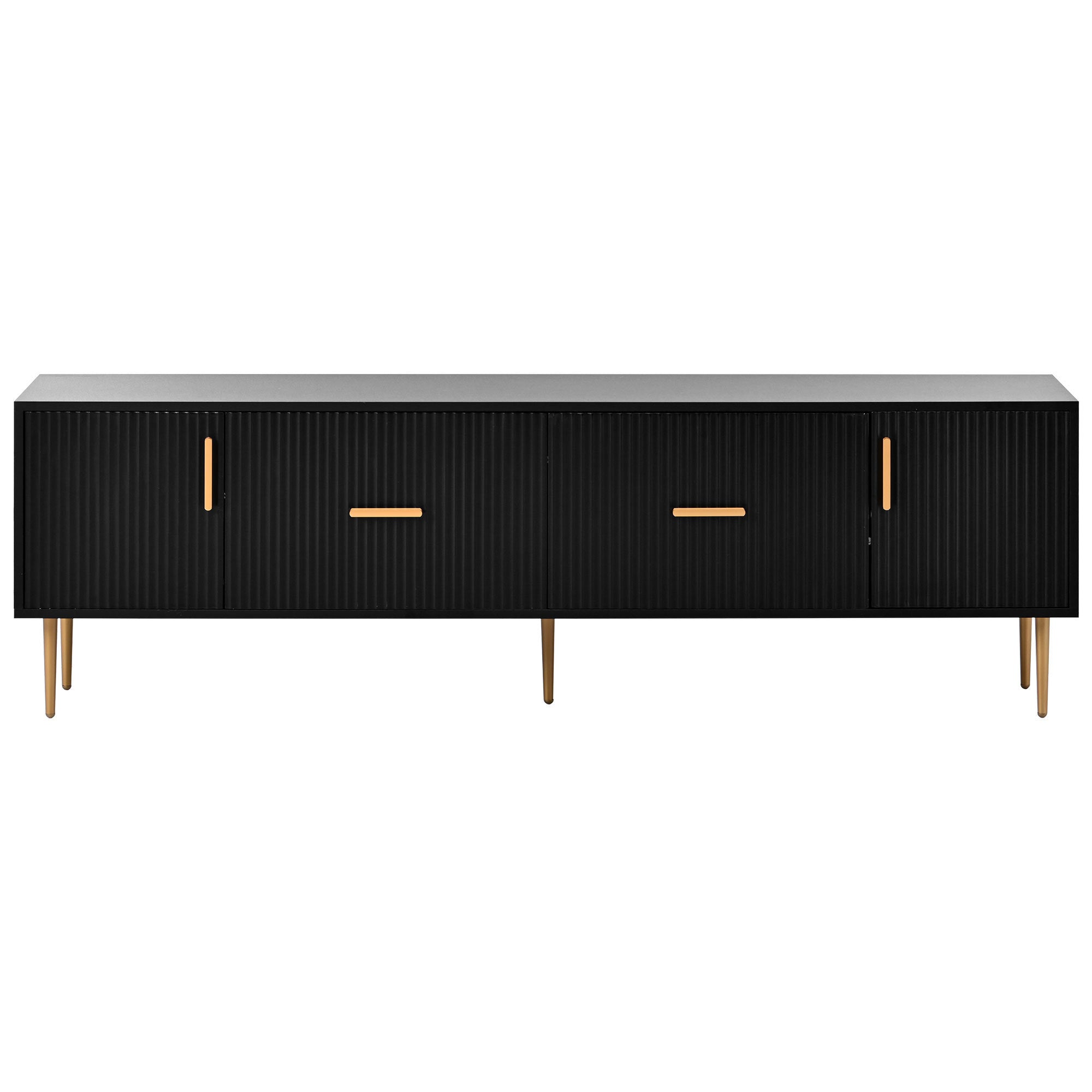 Modern TV Stand with 5 Champagne Legs, TVS Up to 75'' - Black