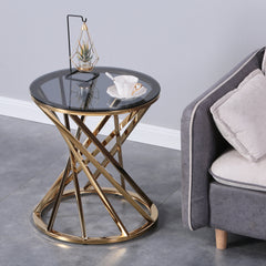 Round glass side table