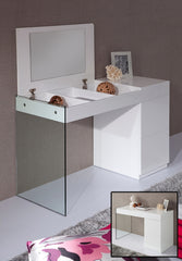 Modern White Floating Glass Vanity With Mirror