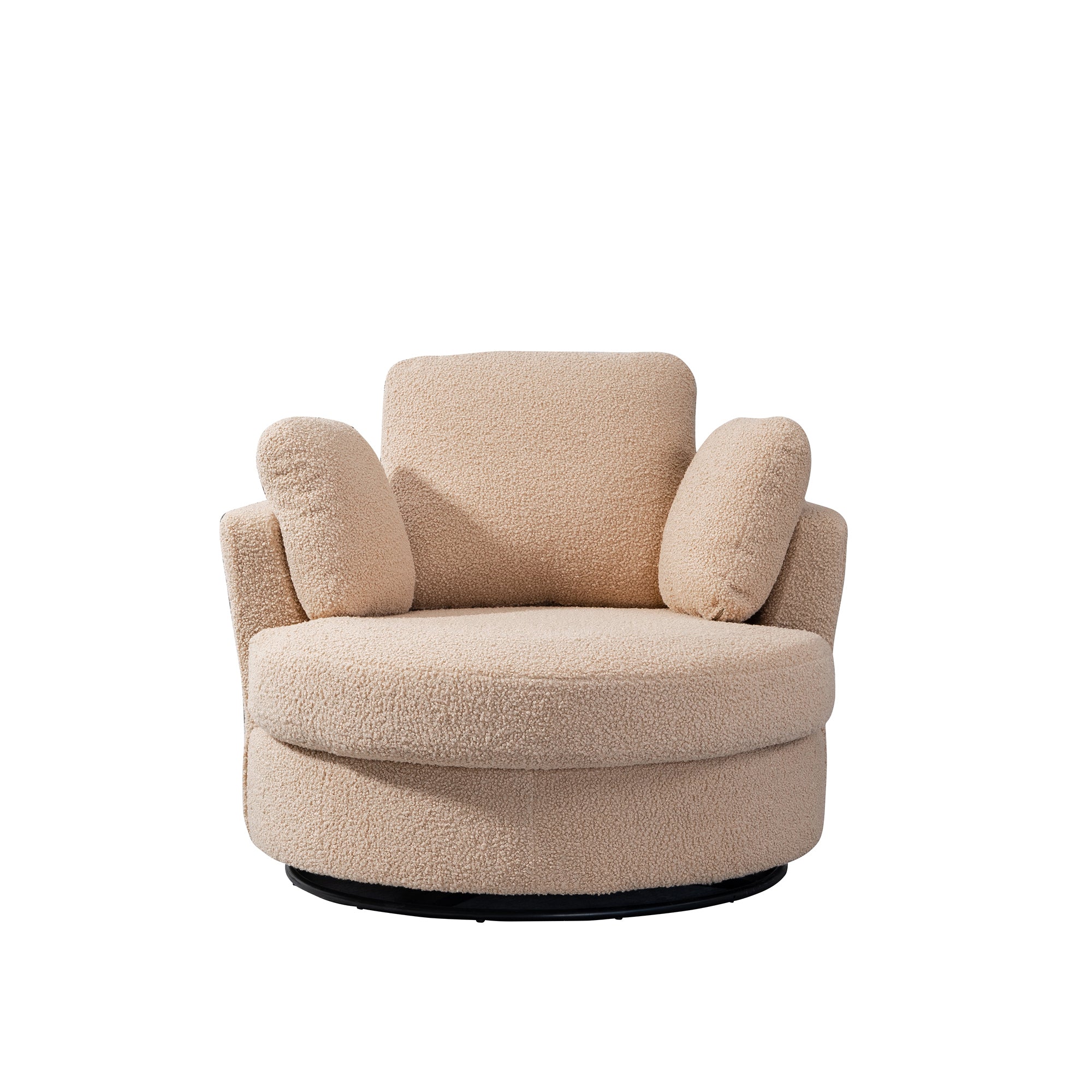 42.2" Cozy Club Chair, Swivel Barrel Chair With 3 Pillows, Swivel Round Sofa Modern Arm Chair - Light Camel