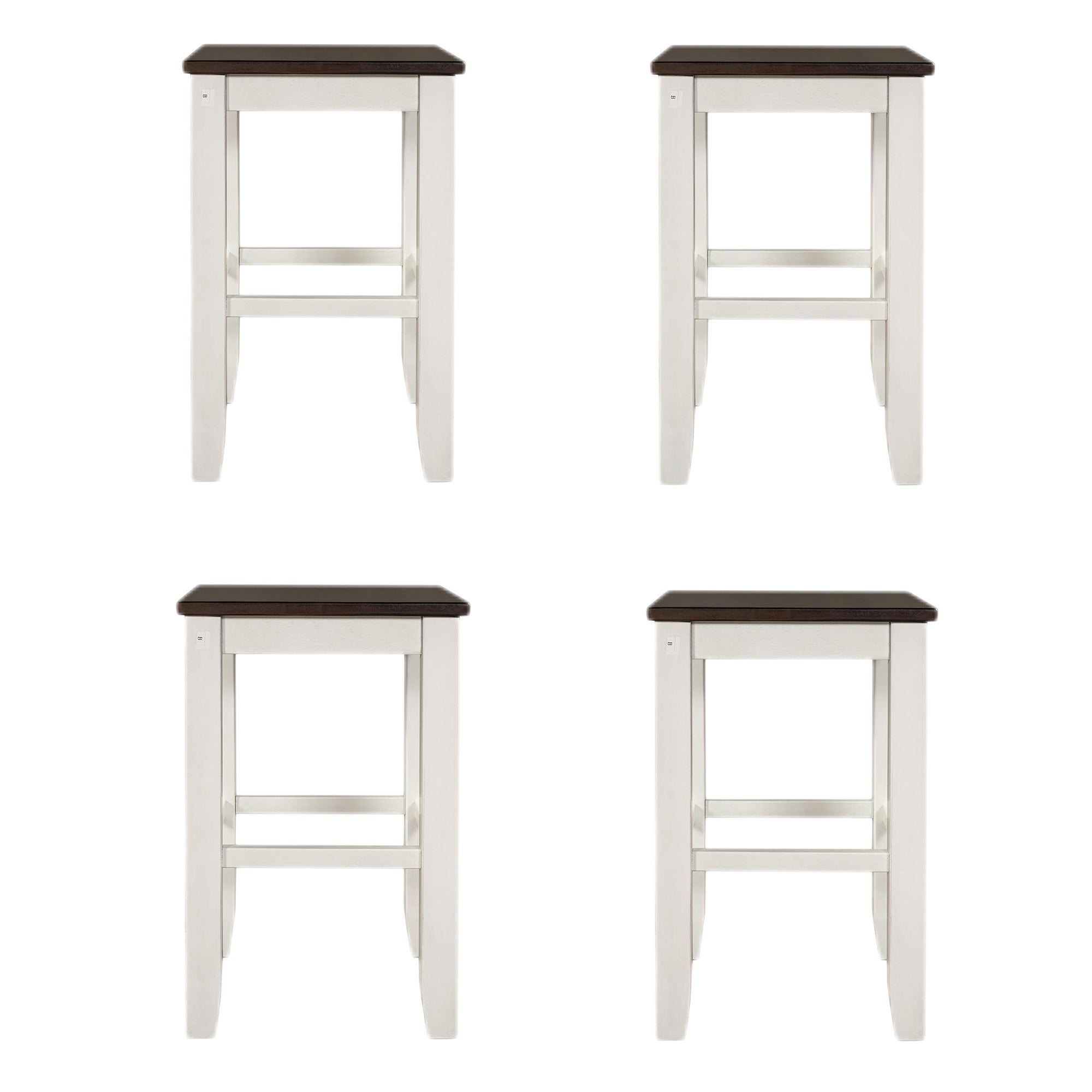 Farmhouse Counter Height Dining Stools with Footrest (Set of 4) - White