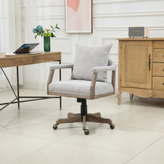 Office Chair Adjustable Swivel Chair Fabric Seat Home Study Chair - Light Gray
