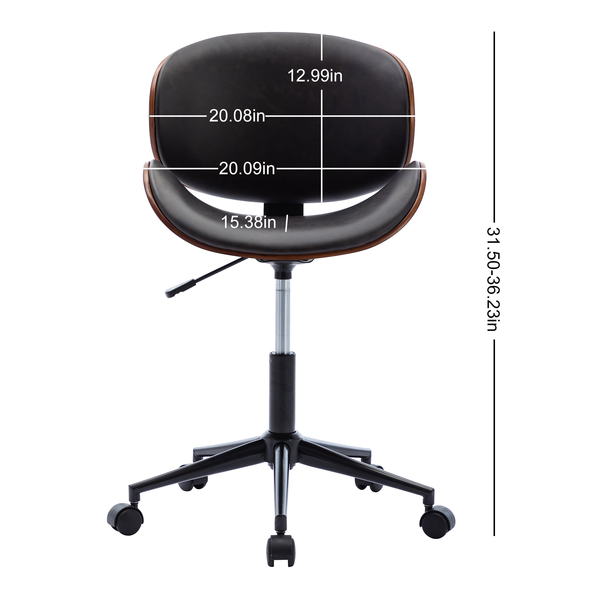 Bentwood Adjustable Office Chair, Mix Color PU Leather Upholstery and Black Foot