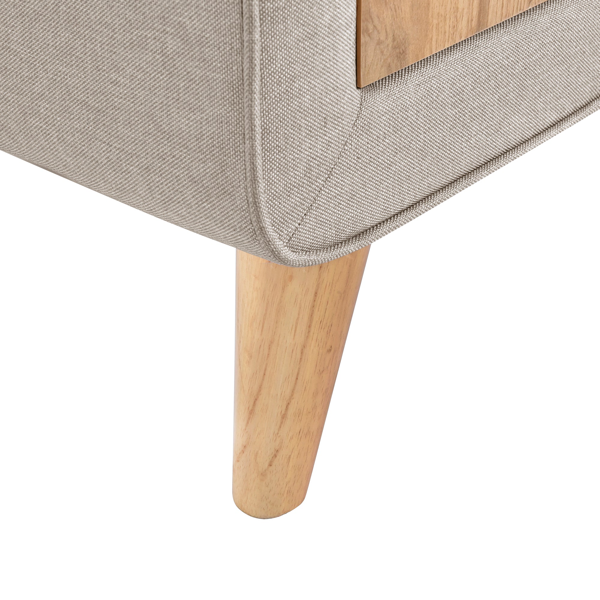 Upholstered Wooden Nightstand with 2 Drawers - Beige