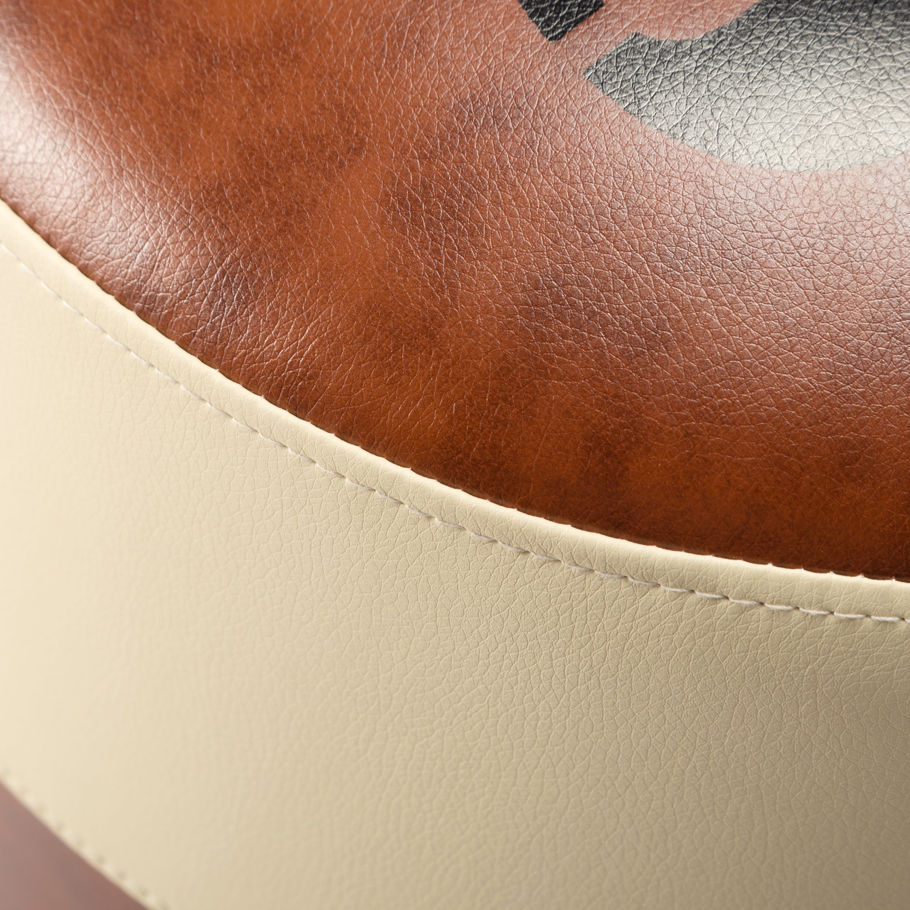 MAICOSY Round Pouf Ottoman Leather Pouf Footstool Paris Footrest Bedroom Brown