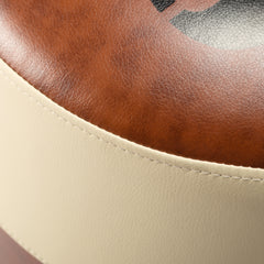 MAICOSY Round Pouf Ottoman Leather Pouf Footstool Paris Footrest Bedroom Brown