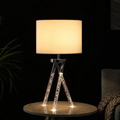 26.25" In Mid Century Led Acrylic Tapered Legs Silver Metal Table Lamp