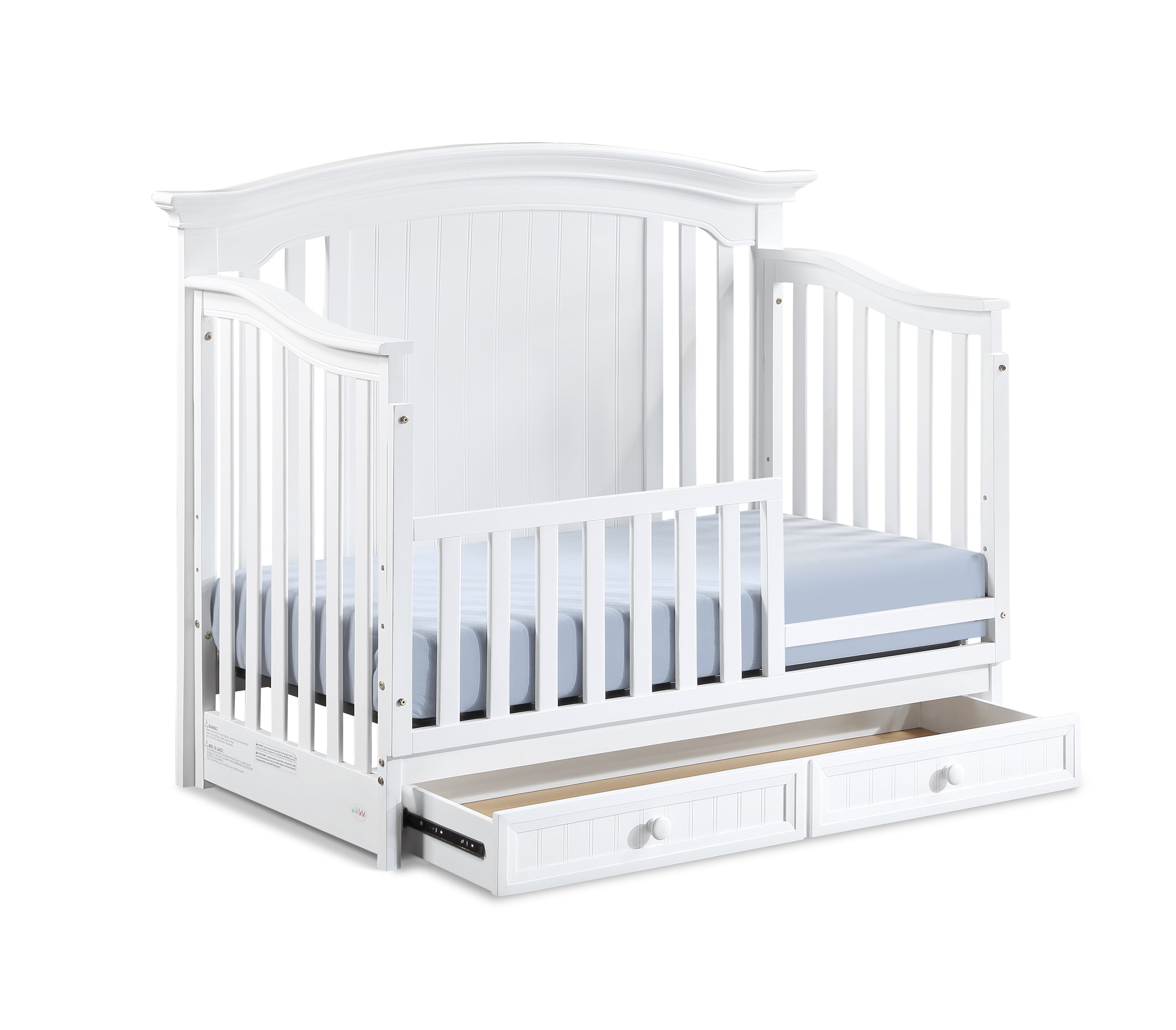 White solid Wood 4-in-1 Convertible Crib