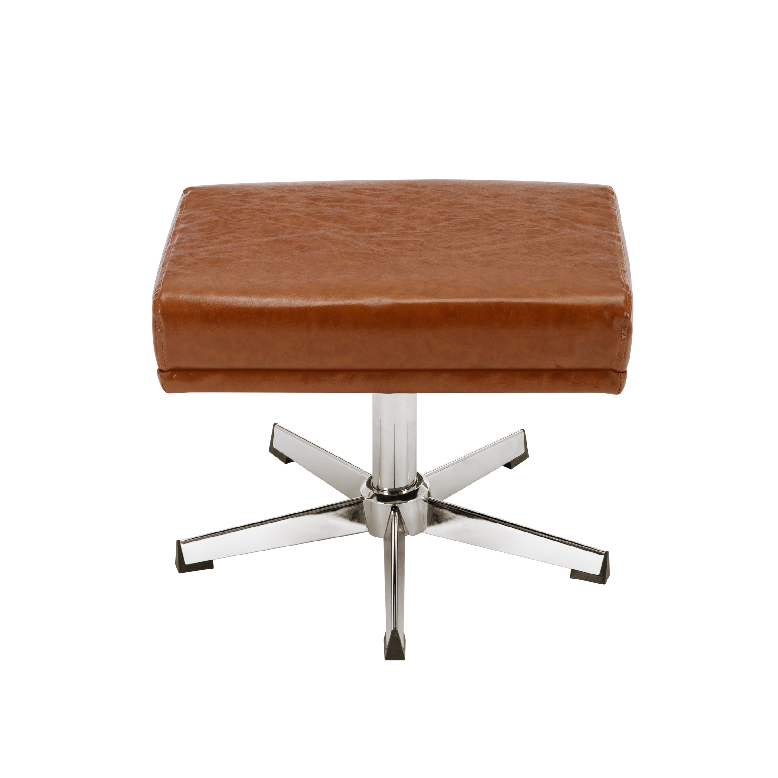 PU Leather Swivel Armchair with Ottoman - Brown