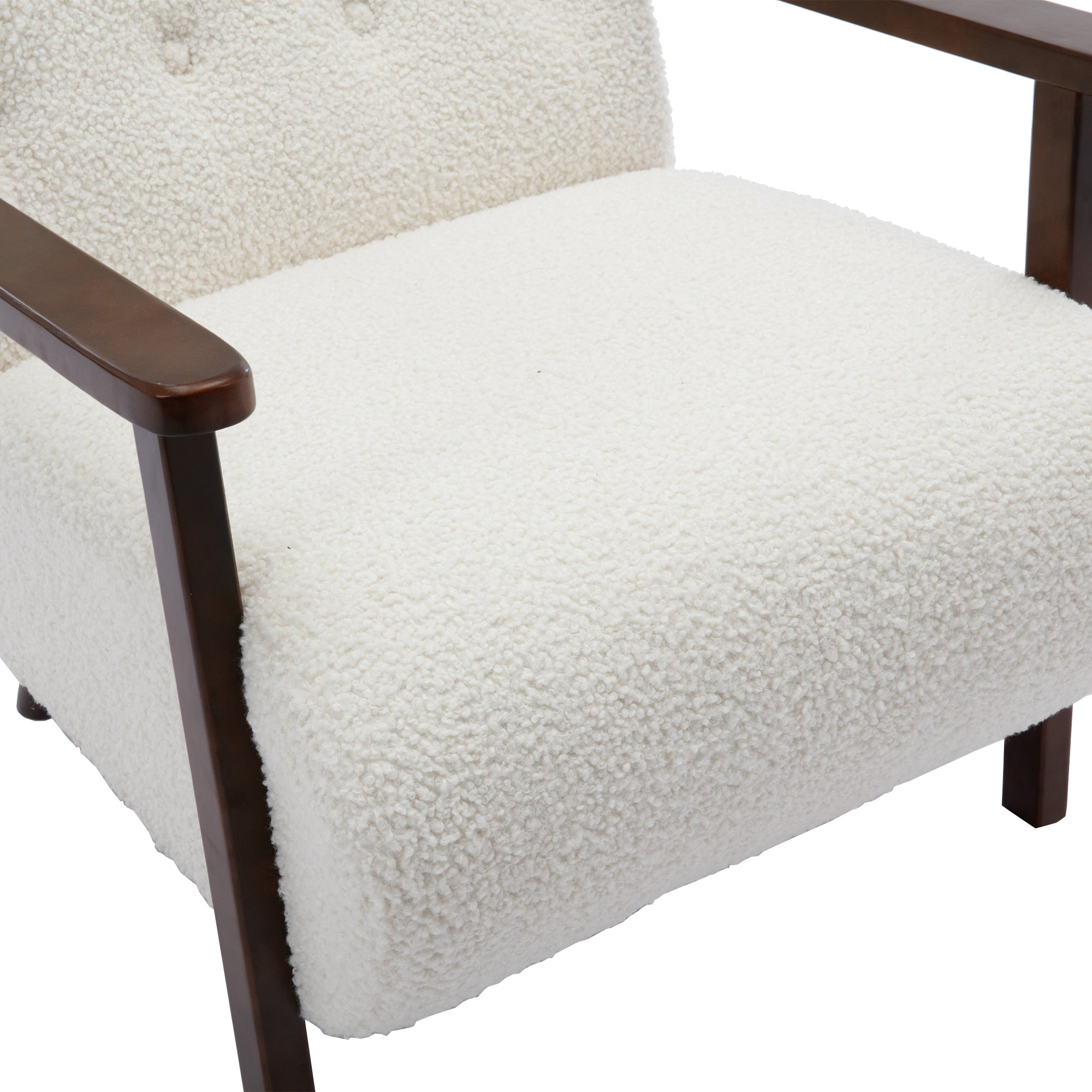 Wood Frame Modern Accent Chair Lounge Chair - White Teddy
