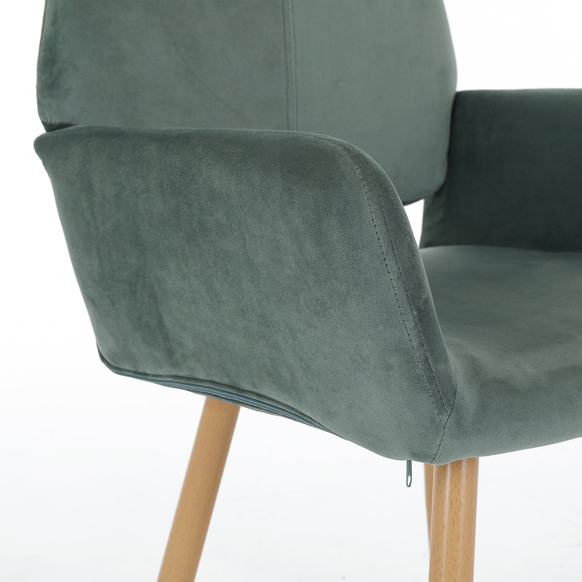 Velvet Dining Chair with Metal Leg - Green + Beech Wooden Printing Leg