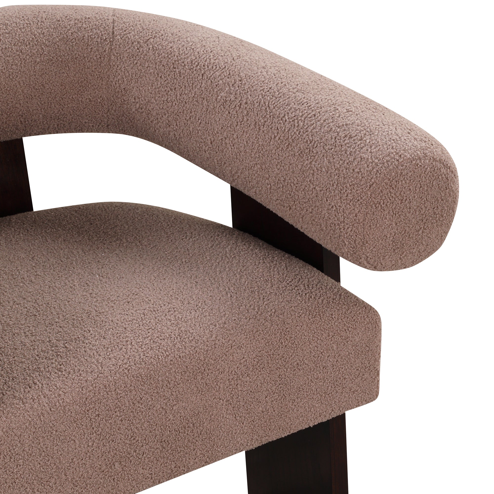 The Curved Wishbone Frame Accent Chair Teddy Velvet - Light Brown