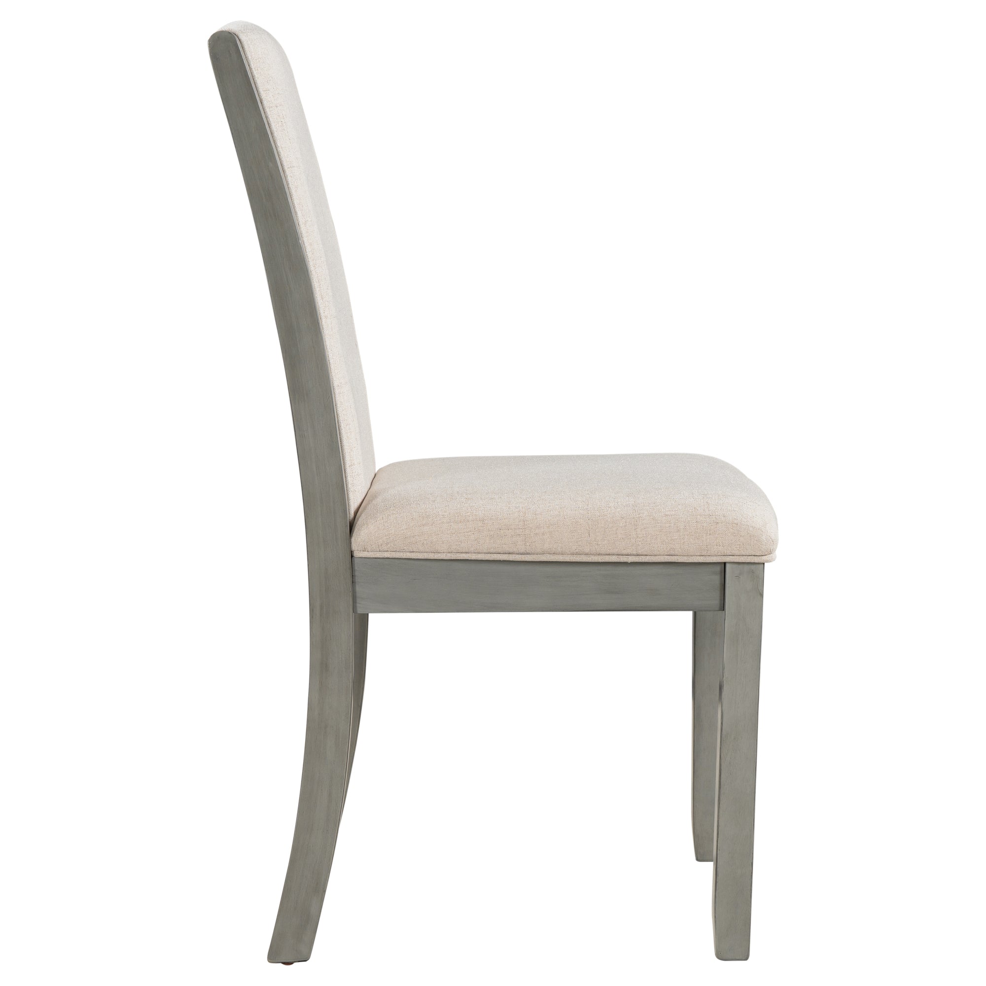Farmhouse Wood Full Back Dining Chairs with Upholstered Cushions (Set of 4) - Grey
