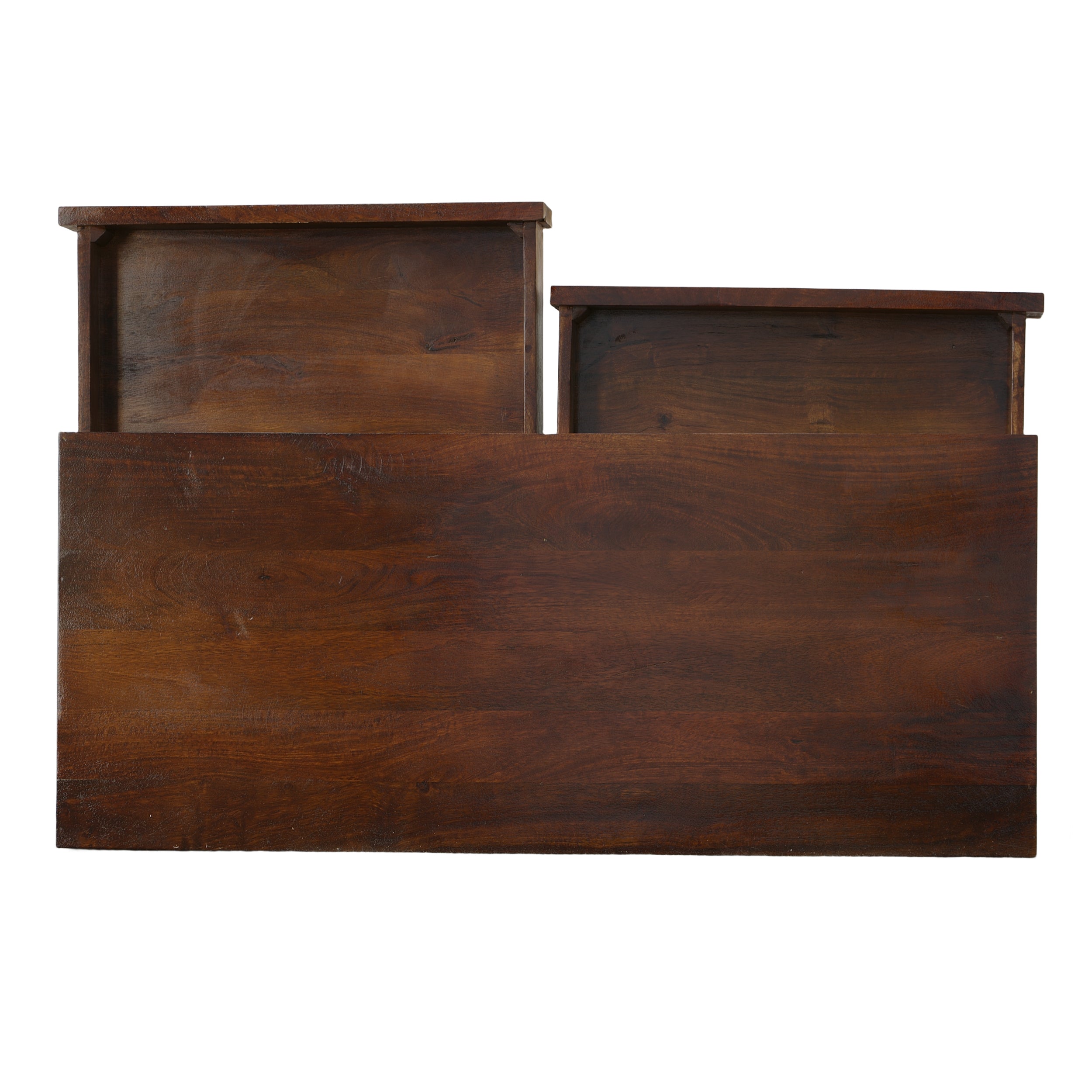 Mango Wood Writing Desk with 2 Drawers and Tapered Legs - Brown