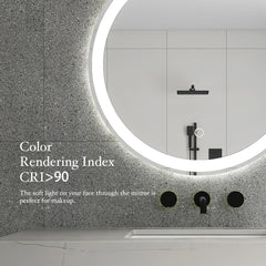 MAICOSY 24" Round LED Bathroom Mirror Vanity Makeup Bluetooth Antifog Dimmable