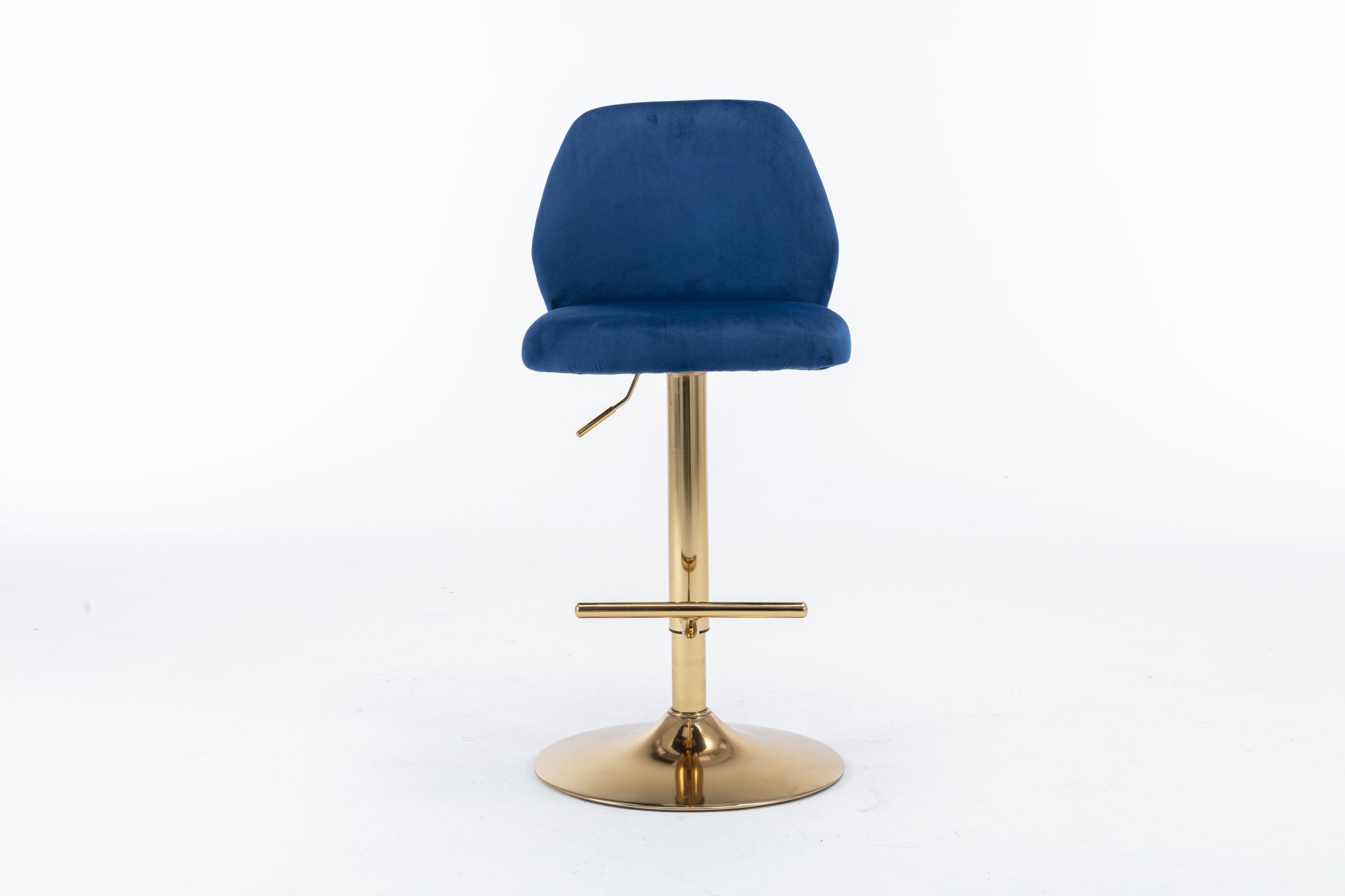 Modern Swivel Bar Stools Chair Adjustable (Set of 2) - Chrome Golden Base/ Navy Blue
