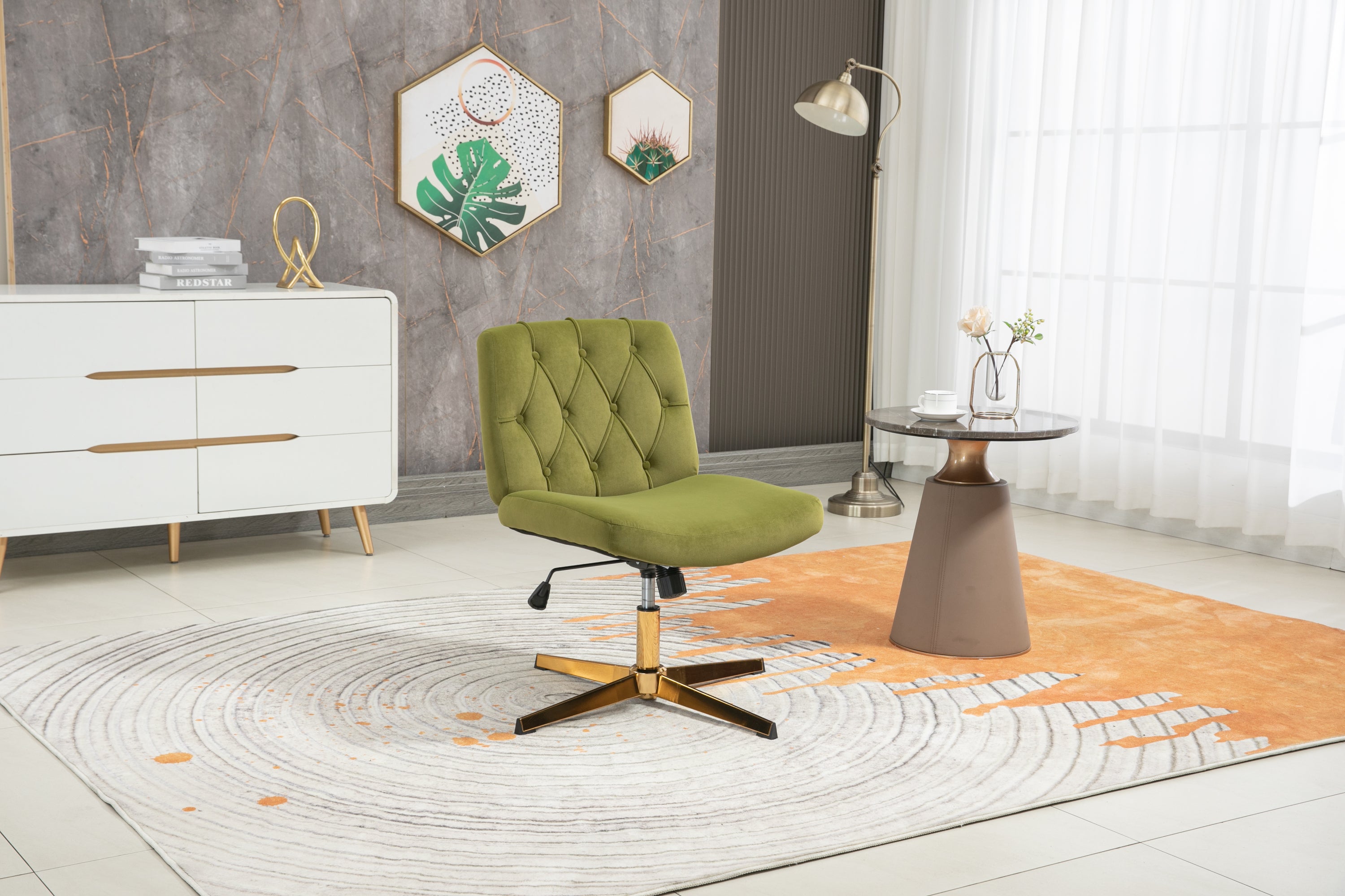 Home Office Desk Chair Adjustable Home Computer Executive Chair Swivel  - Olive