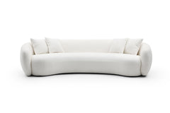 102'' 5-Seater Boucle Sofa Modern Sectional Half Moon Leisure Couch Curved Sofa Teddy Fleece - Velvet Beige