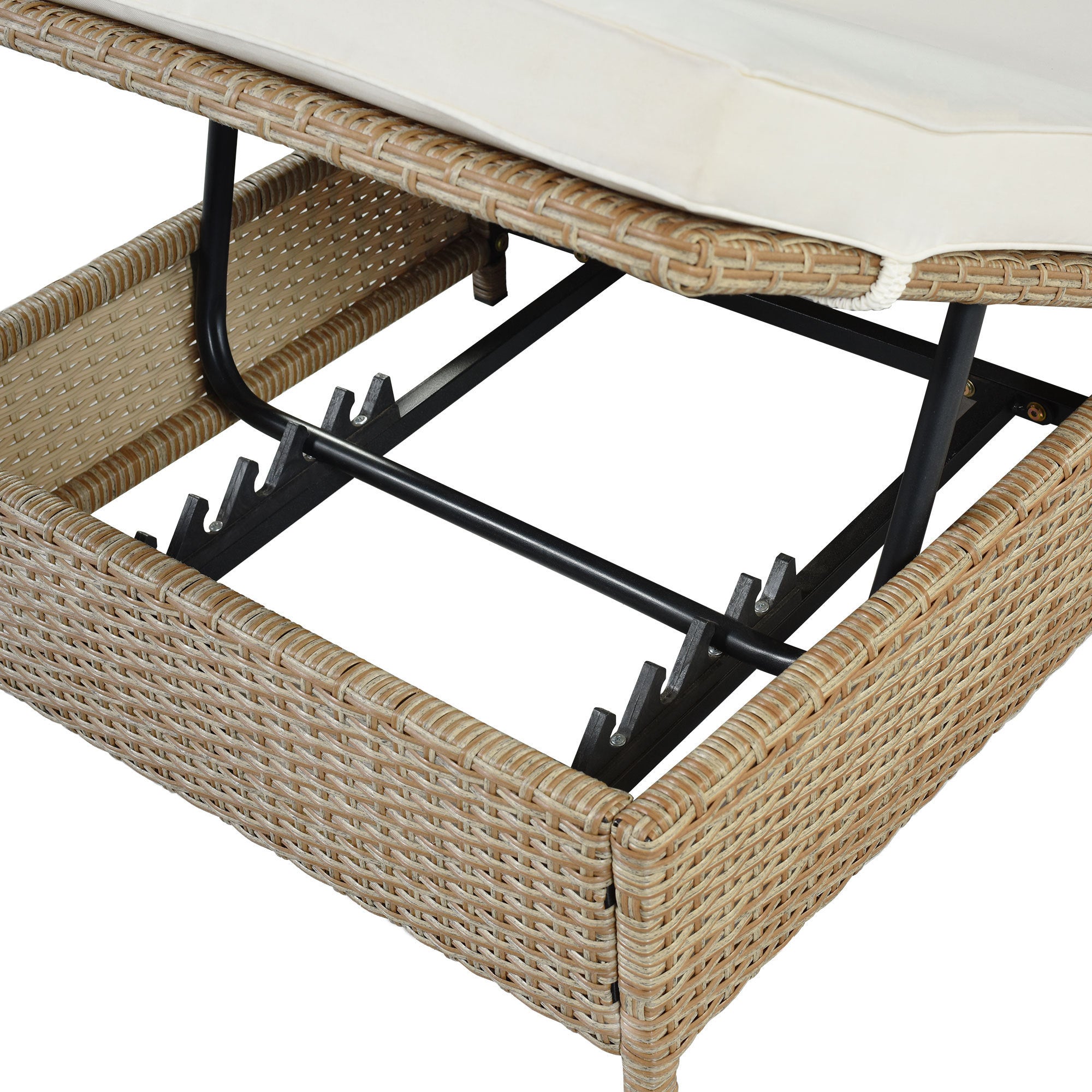 Patio 3-Piece Rattan Sofa Set All Weather - Natural Brown+ Beige Cushion