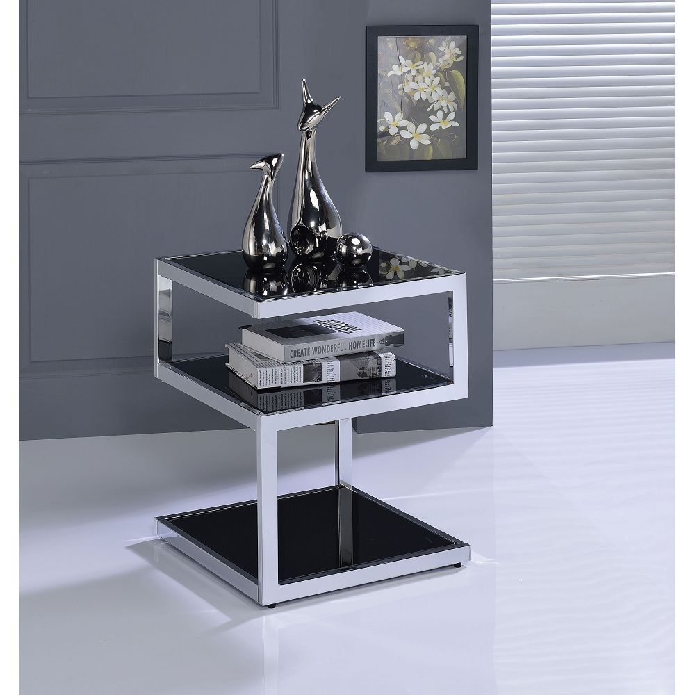 Chrome accent side table