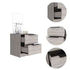 Kaia Nightstand, Two Drawers, Metal Handle - Light Gray