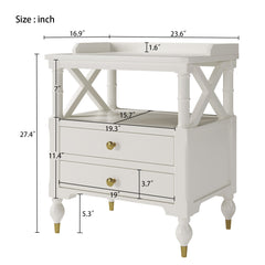 Modern White 2 Drawer Nightstand
