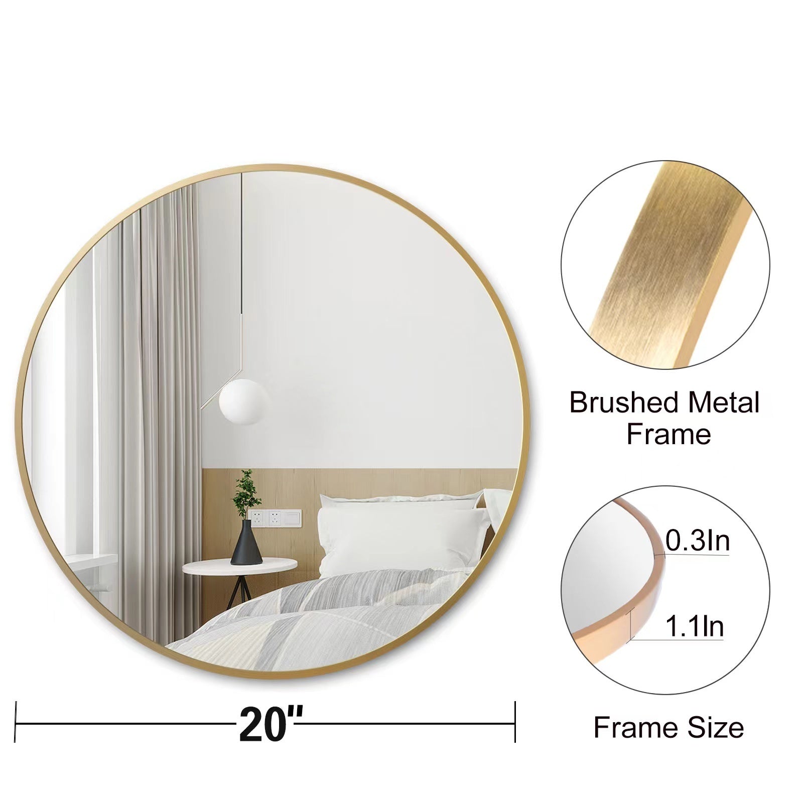 Gold Round Wall Mirror 20 Inch