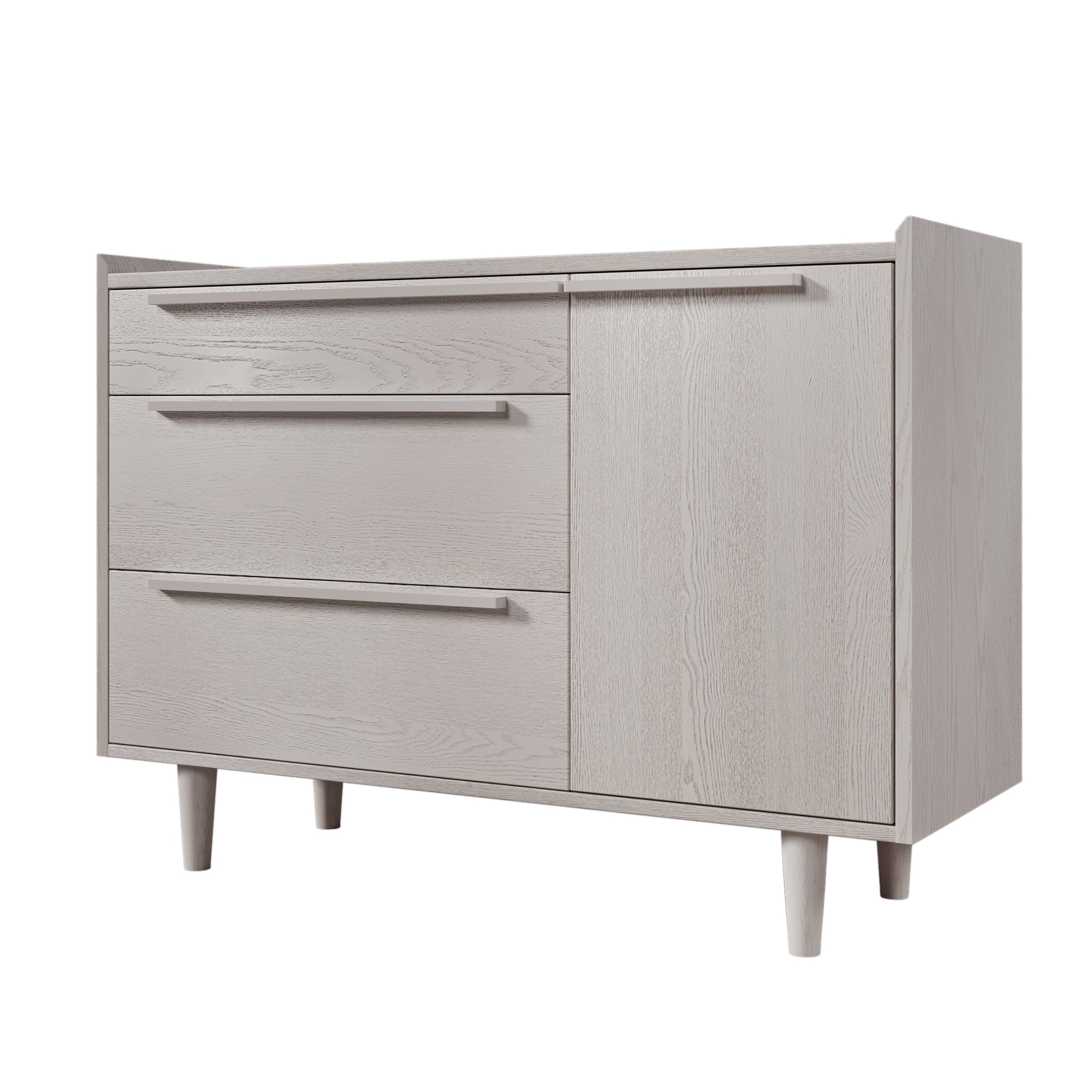 Modern Style Manufactured Wood 3-Drawer Dresser with Solid Wood Legs - Stone Gray