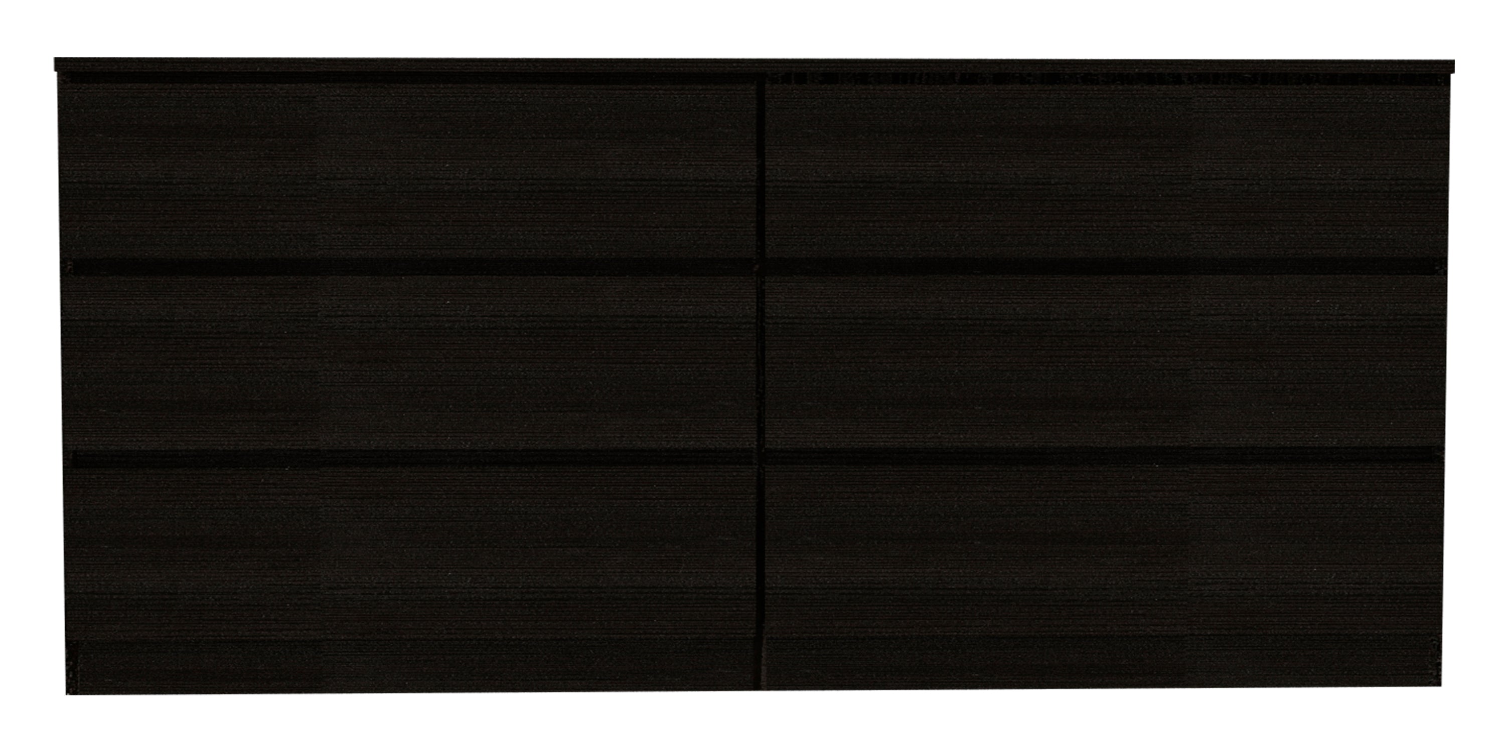 6-Drawer Rectangle Dresser - Black Wengue