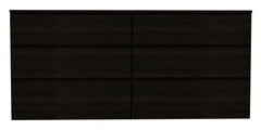 6-Drawer Rectangle Dresser - Black Wengue
