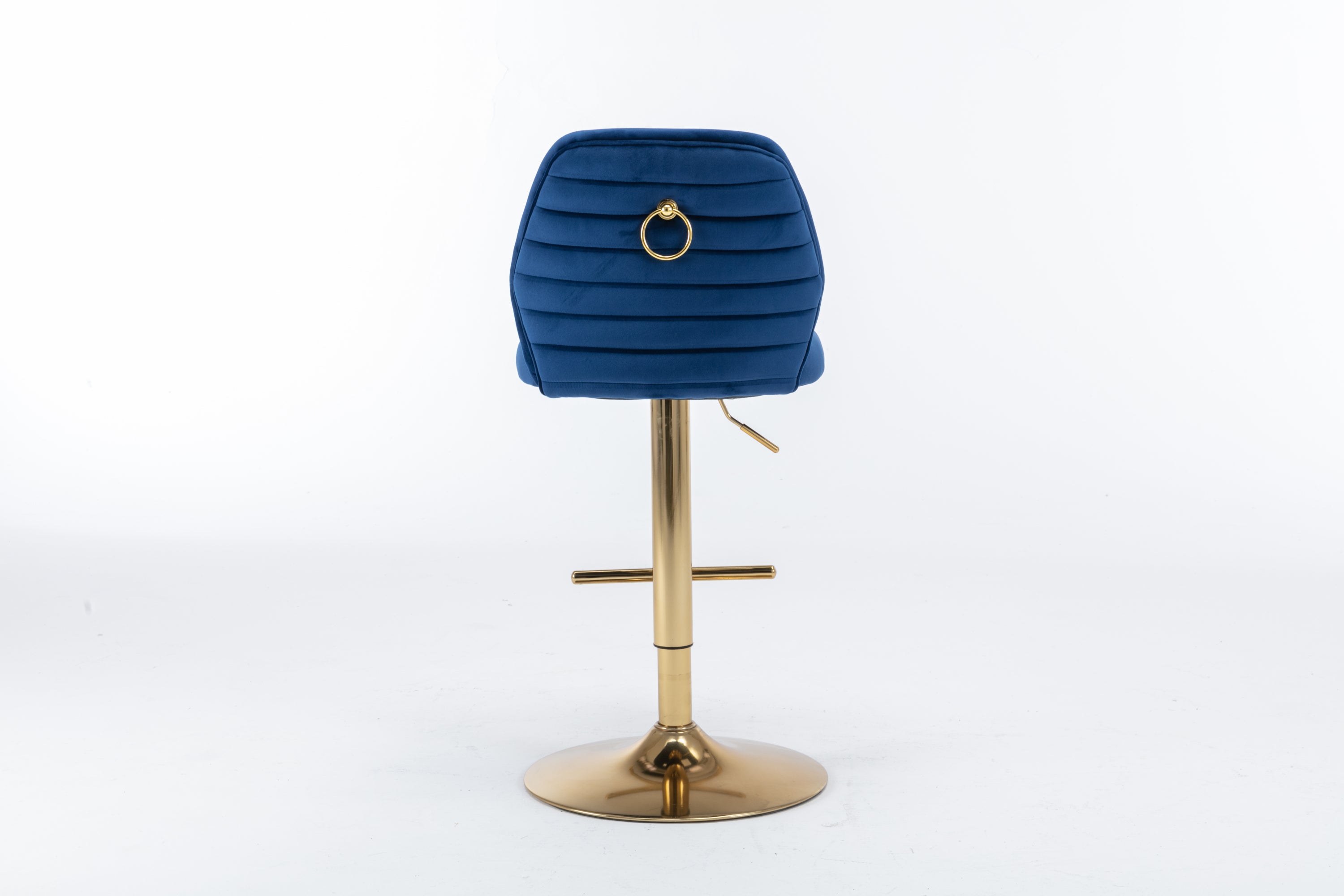 Modern Swivel Bar Stools Chair Adjustable (Set of 2) - Chrome Golden Base/ Navy Blue