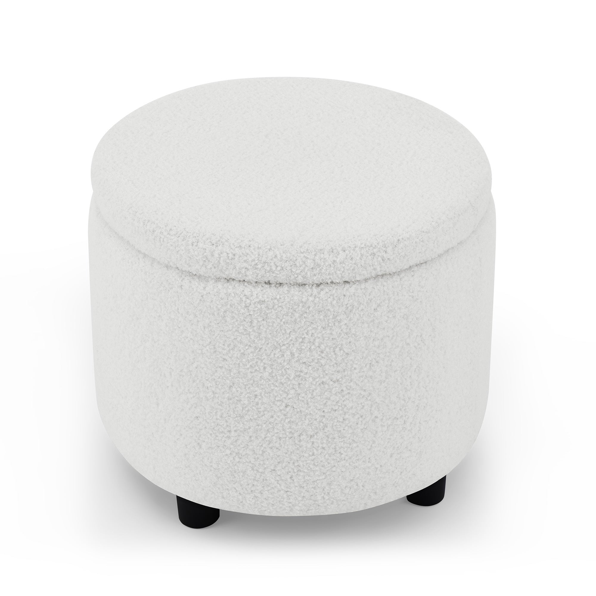Swviel Barrel Chair Gold Stainless Steel Base with Storage Ottoman - Teddy Fabric Ivory