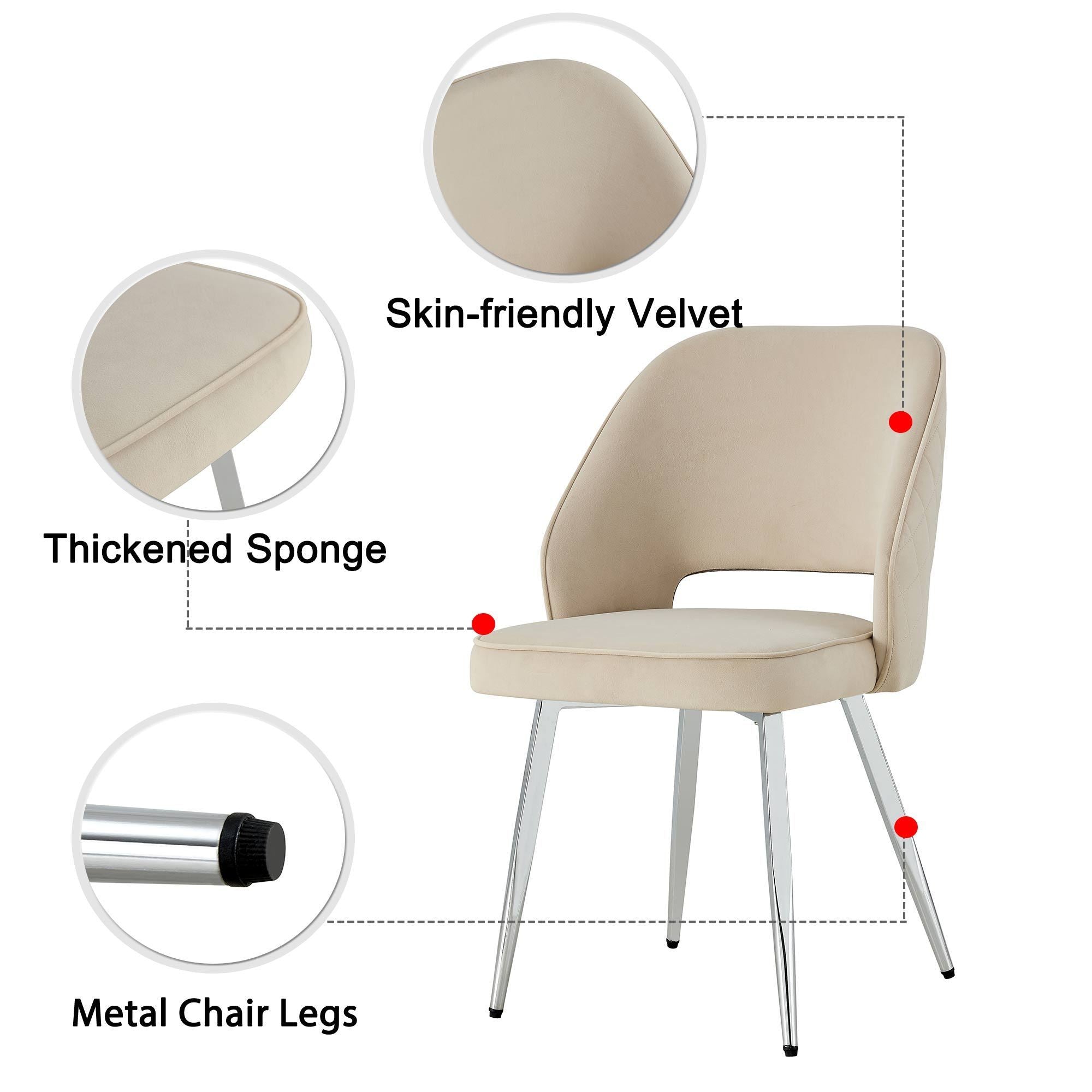 Modern Dining Chair Velvet (Set of 1) - Light Grey