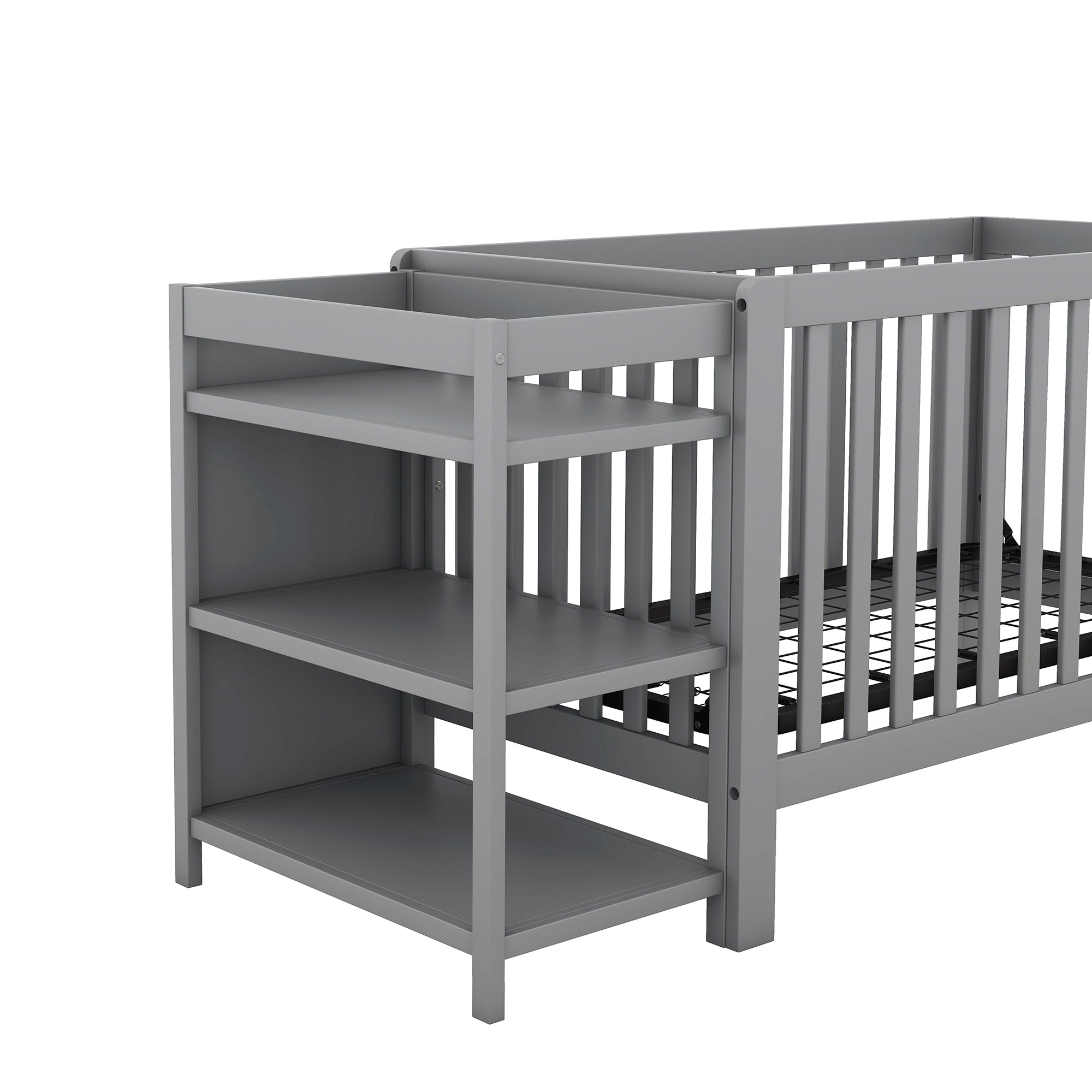 Convertible Crib/Full Size Bed with Changing Table - Gray