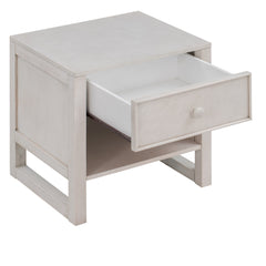 Wooden Nightstand with a Drawer and an Open Storage - Antique White