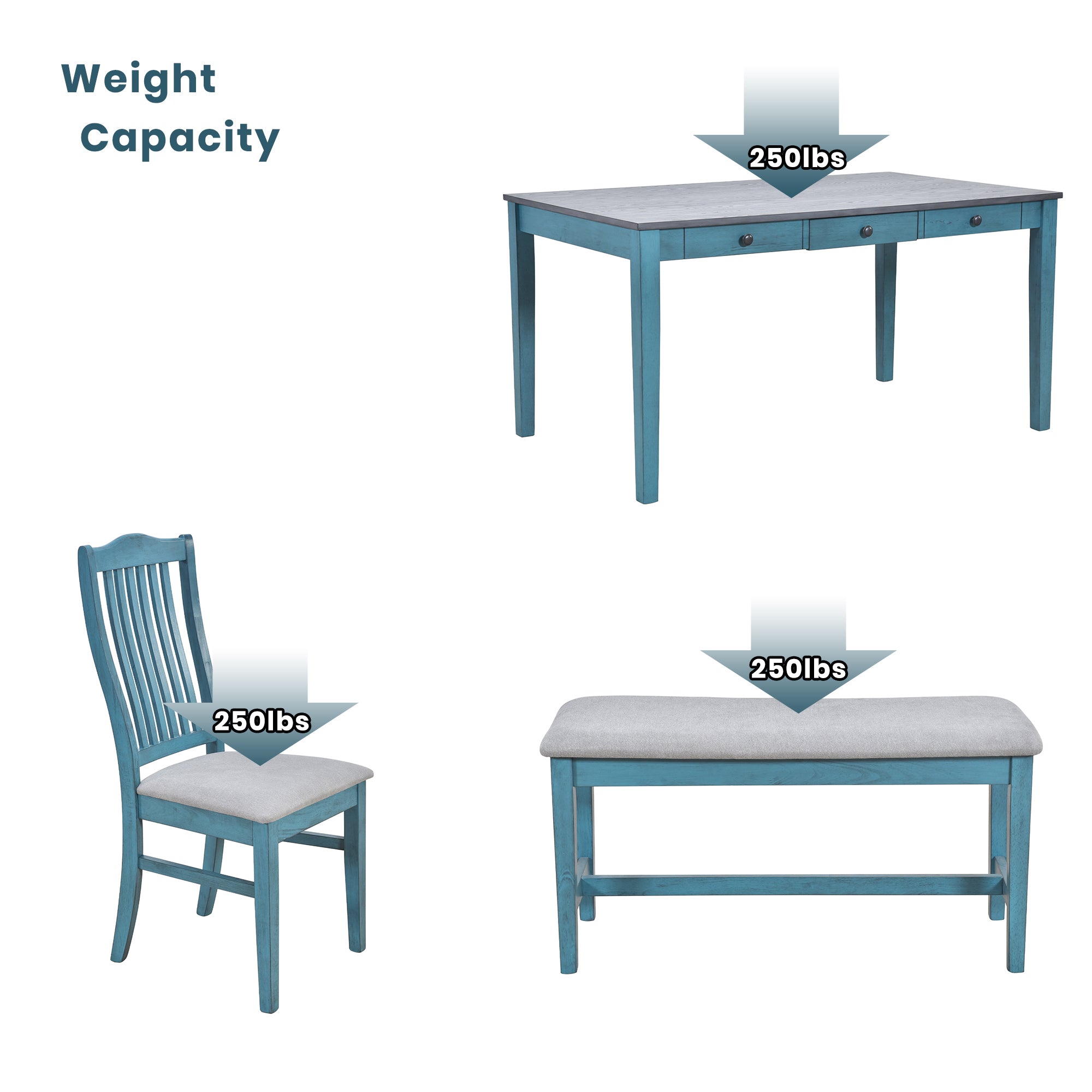 Wooden Dining Set with Drawer