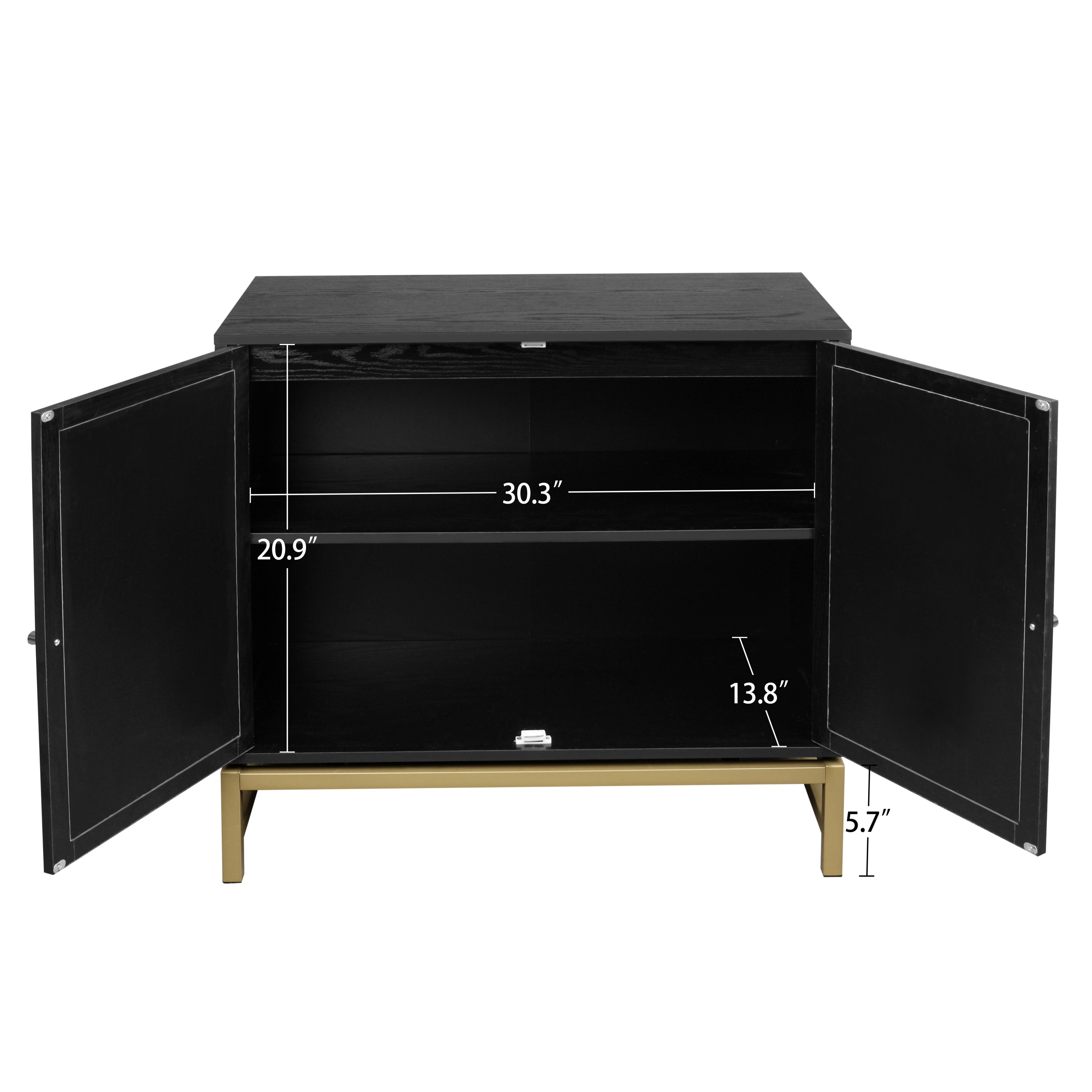 Natural Rattan 2 Door Cabinet - Black