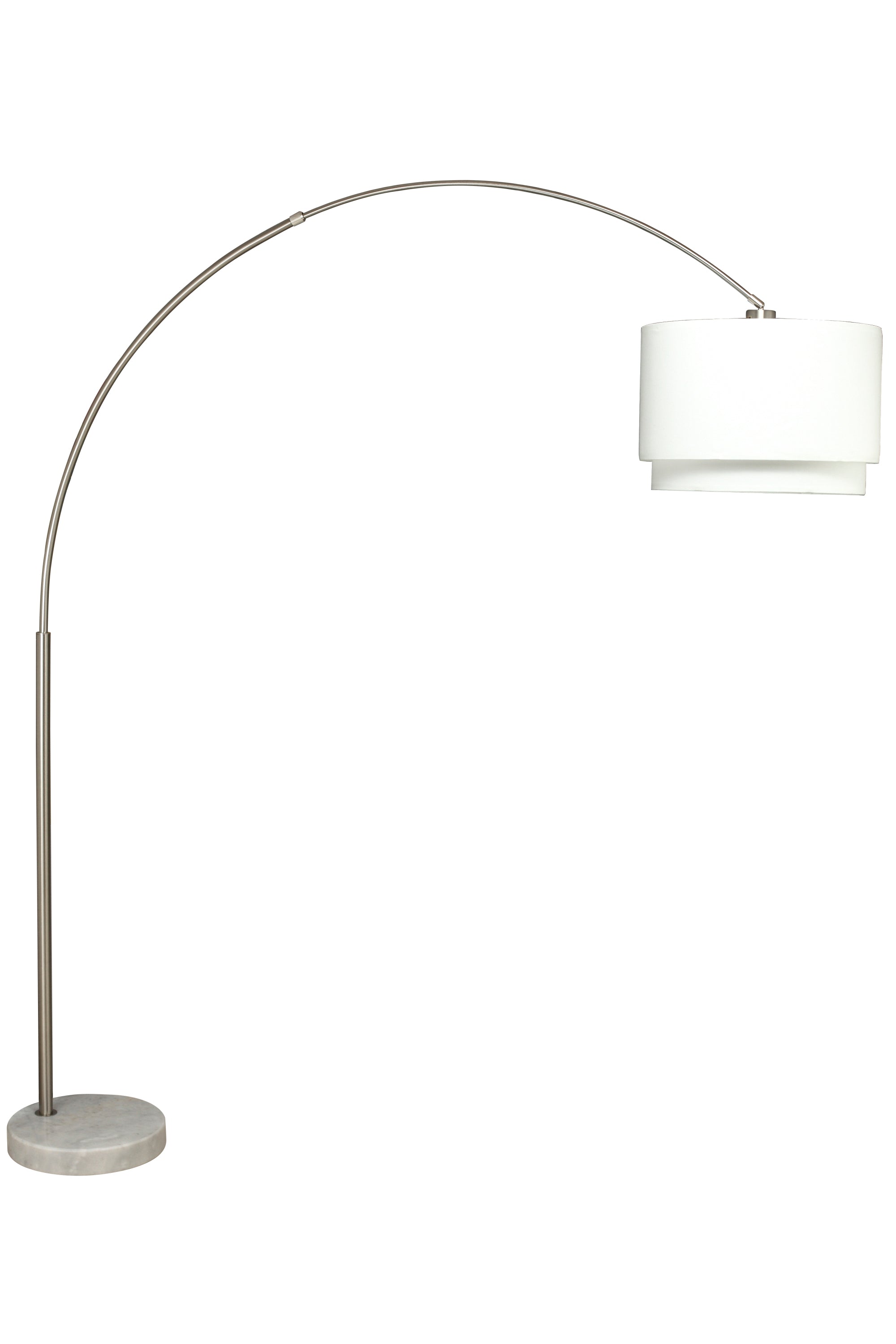 81"H Double Shade Marble Base Floor Lamp - Brushed Nickel