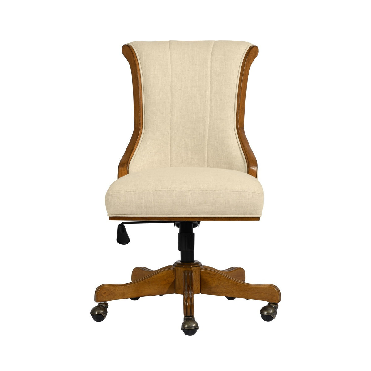 Elegant Home Office Chair Adjustable with Wheels - Beige