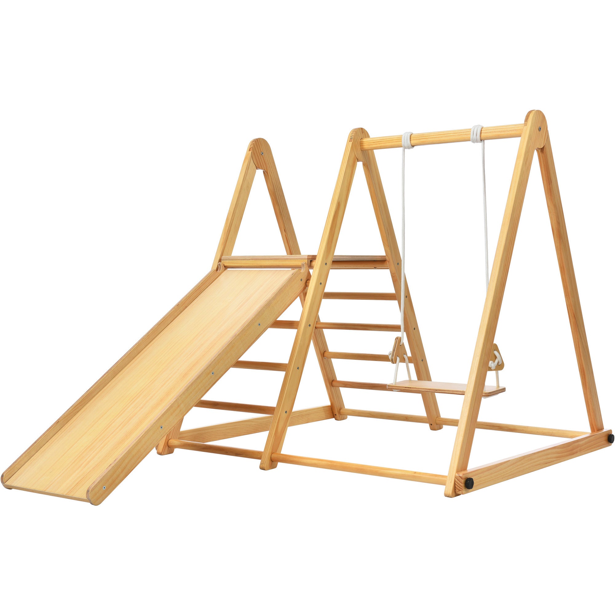 Wooden Swing and Slide Set Indoor Foldable Climbing Playground Play set for Kids/Toddlers