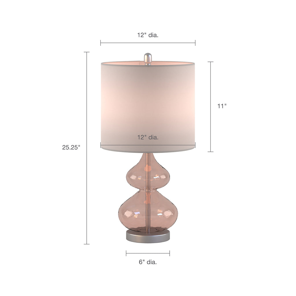 Pastel Curved Glass Table Lamp (Set of 2) - Pink