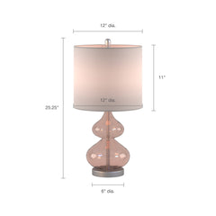 Pastel Curved Glass Table Lamp (Set of 2) - Pink