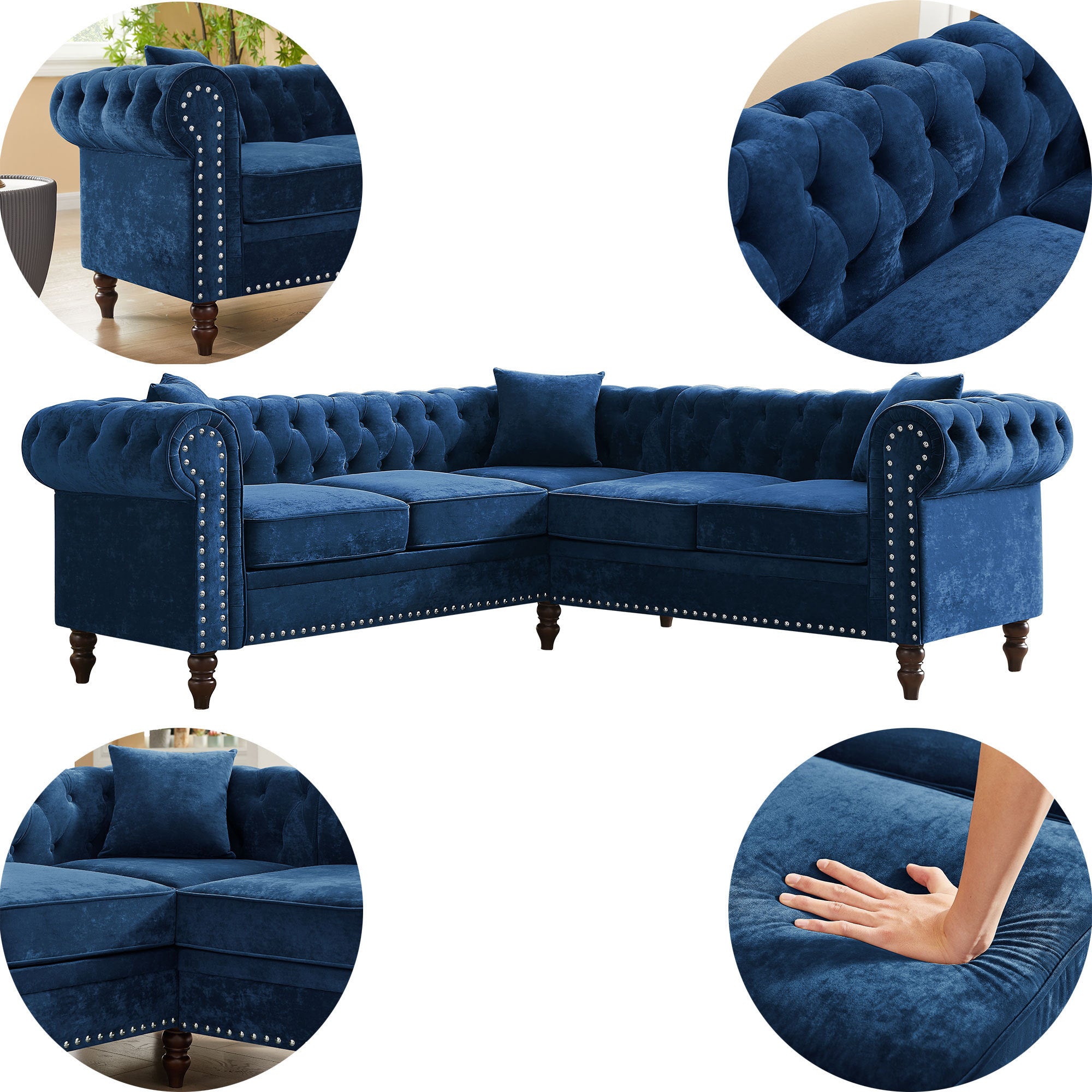 L-shaped Sofa 3 Pillows Included