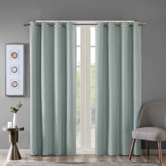 50x84"  Printed Heathered Blackout Grommet Top Curtain Panel - Seafoam