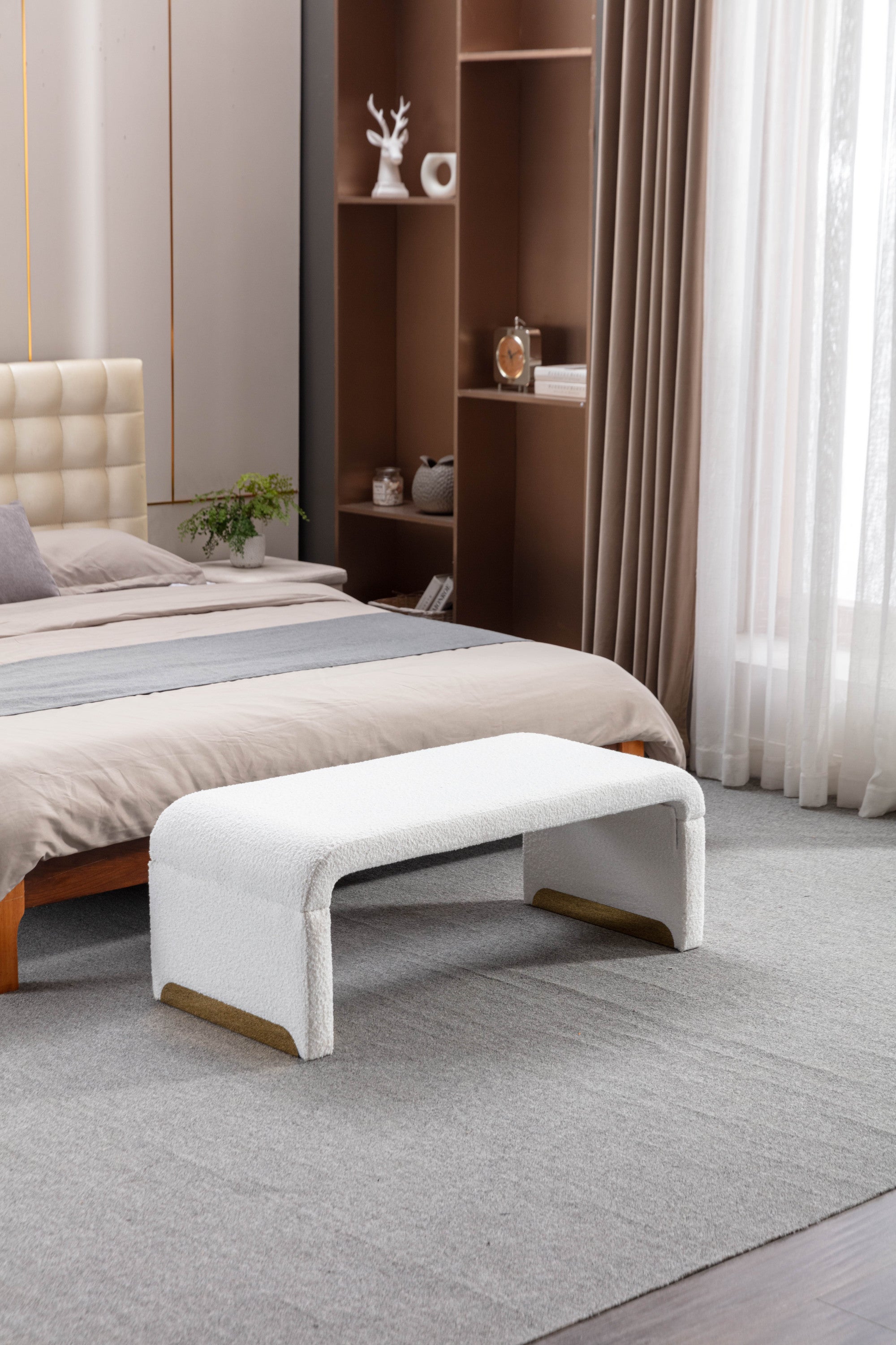 White Fabric Bench