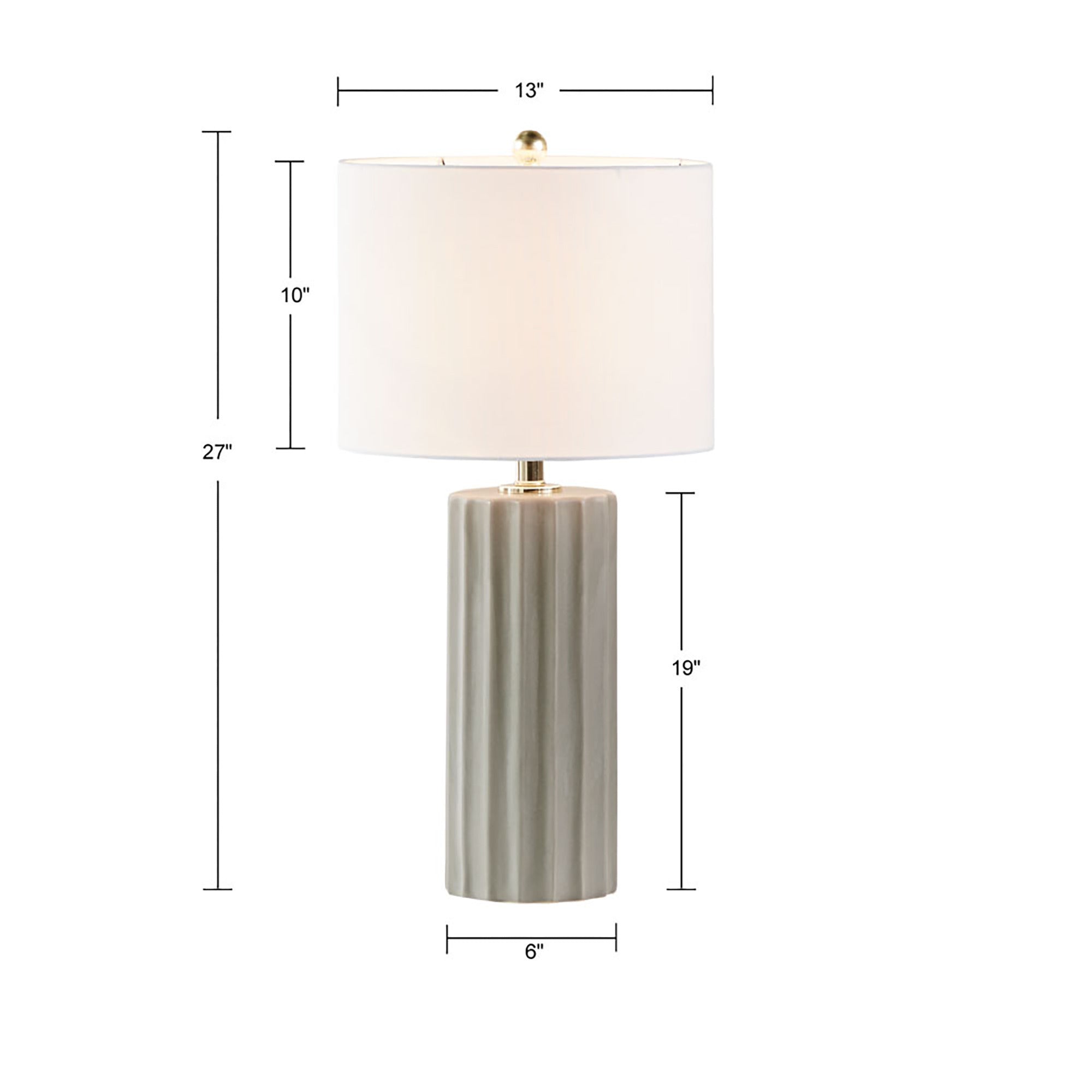 Glendale Ribbed Ceramic Table Lamp - Grey